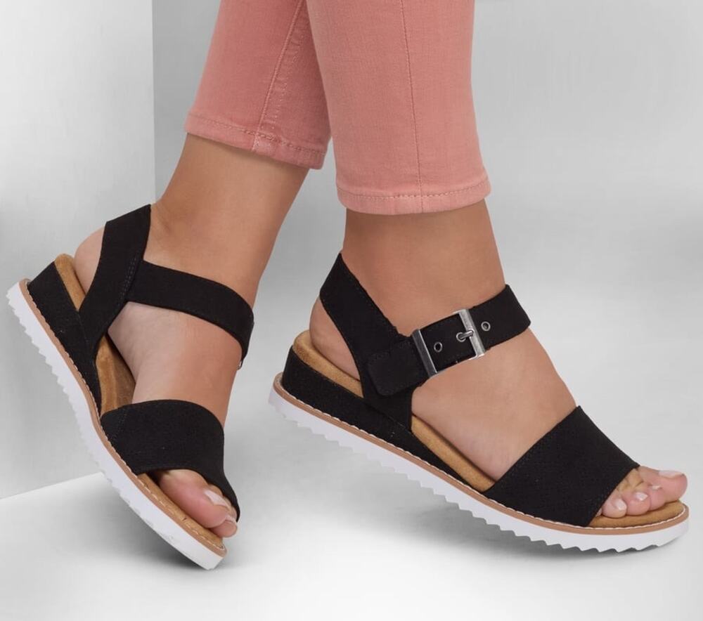 Skechers BOBS Desert Kiss Black Espadrille Sandals Size 6